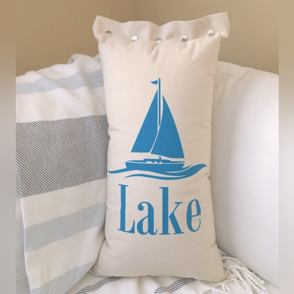 New Lake Lumbar Canvas Pillow